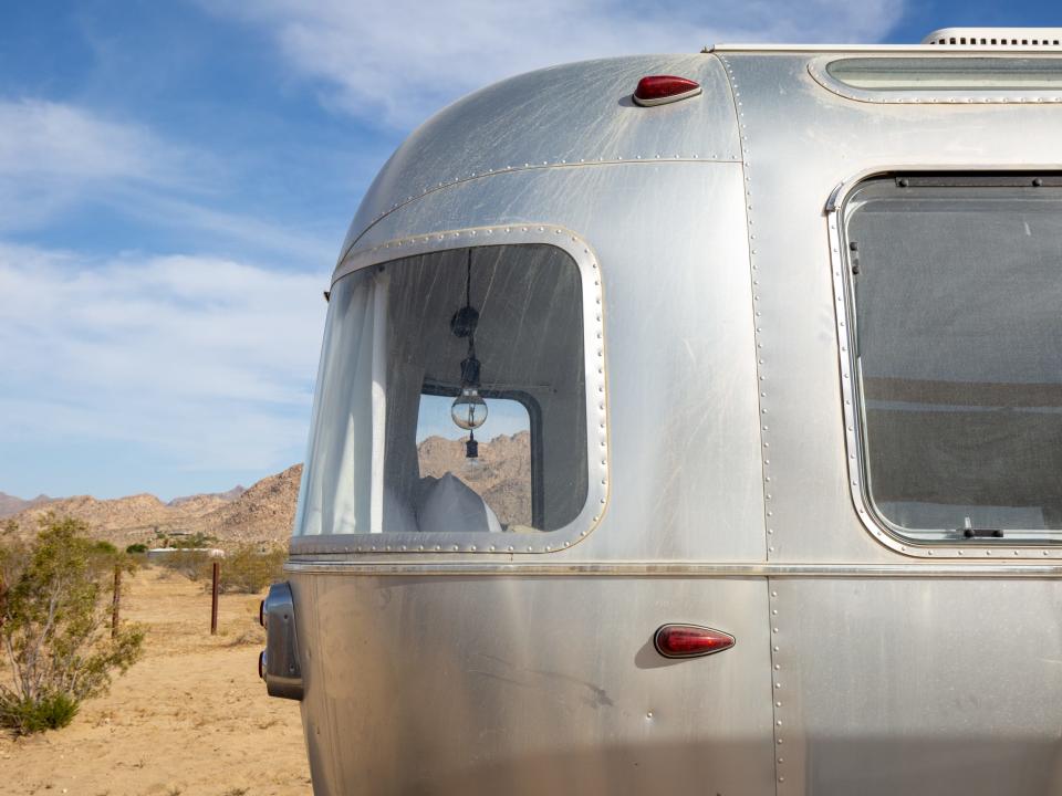 Airstream trailers outside at Autocamp's Joshua Tree location.