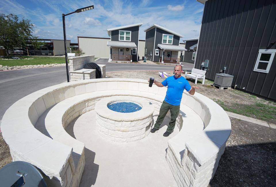 Joseph Claypool joined forces with Amplify Credit Union to fund the first tiny home village in Round Rock. The 28 two-story homes are 822 square feet and include two bedrooms and a bath.