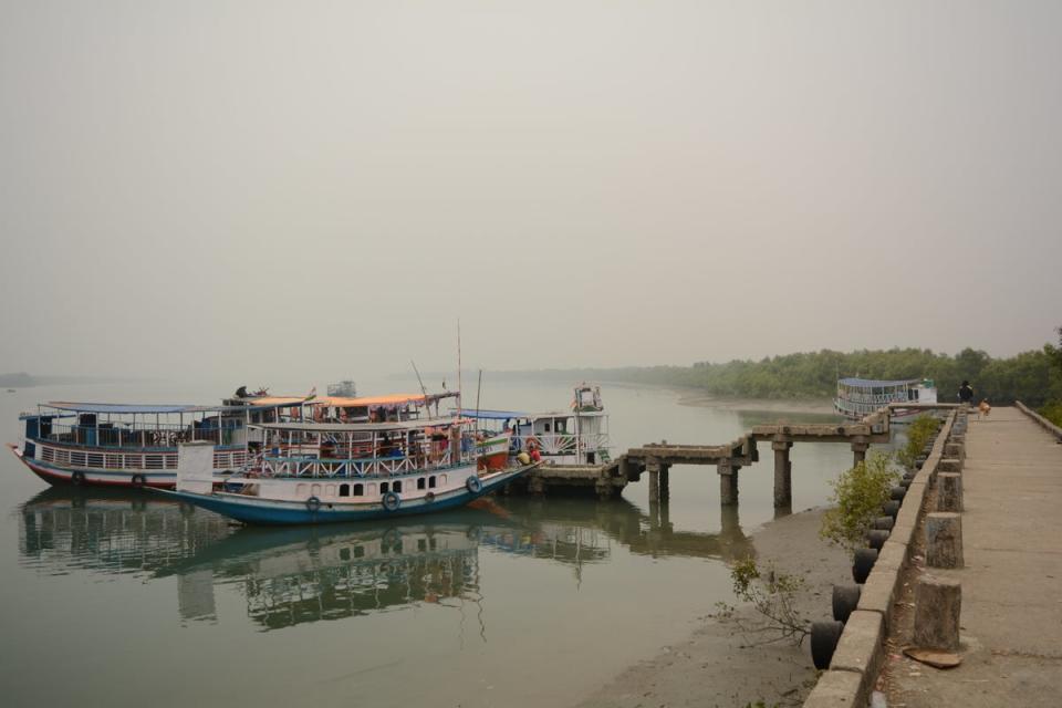 Boats at Sundarbans Wild Animal Park, Jharkhali (Namita Singh/Independent)