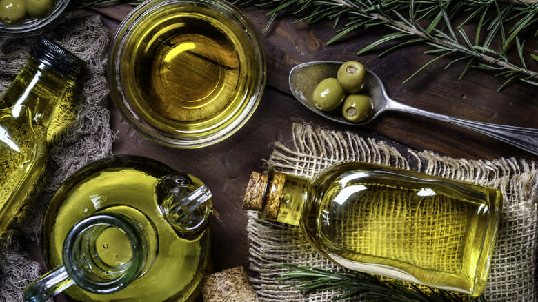 Olive oil in different containers