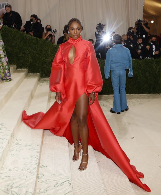 Sloane Stephens arrives on the red carpet for the Met Gala at the Metropolitan Museum of Art in New York City on September 13, 2021. The tennis star turns 31 on March 20. File Photo by John Angelillo/UPI