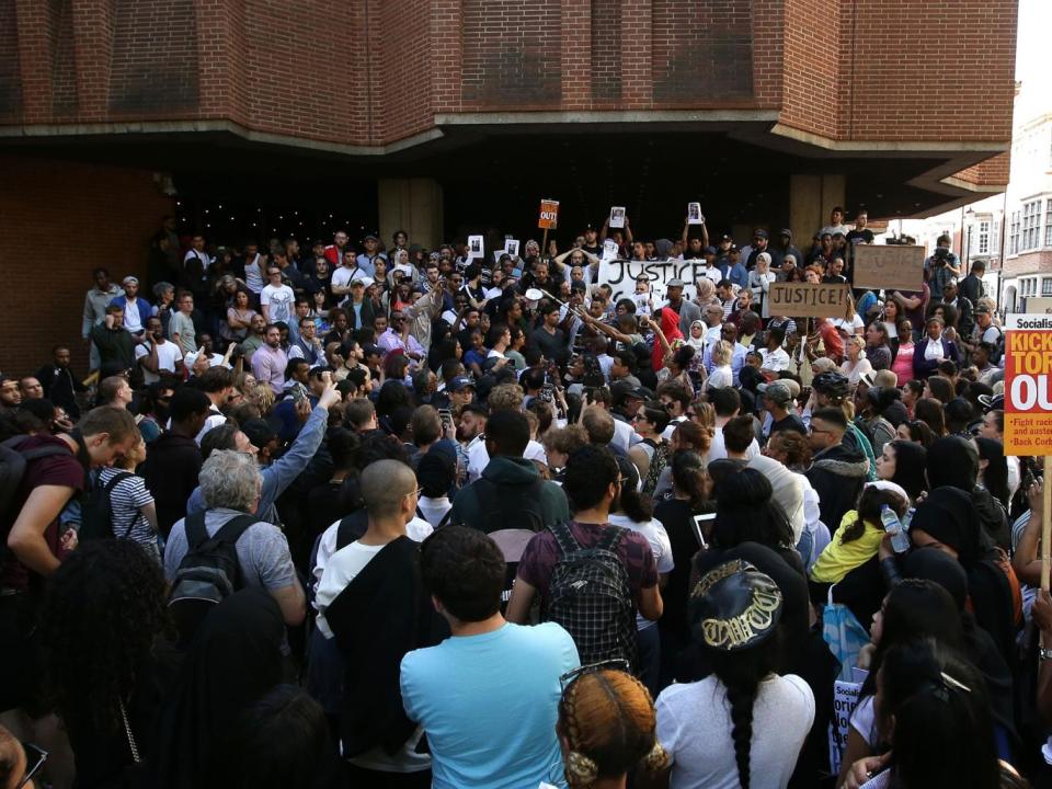 Protestors marched on the council in protest (AFP/Getty Images)