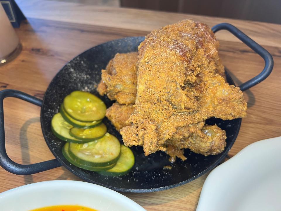Bone-in honey-dusted fried chicken at Tupelo Honey, the new Southern restaurant in downtown Des Moines.