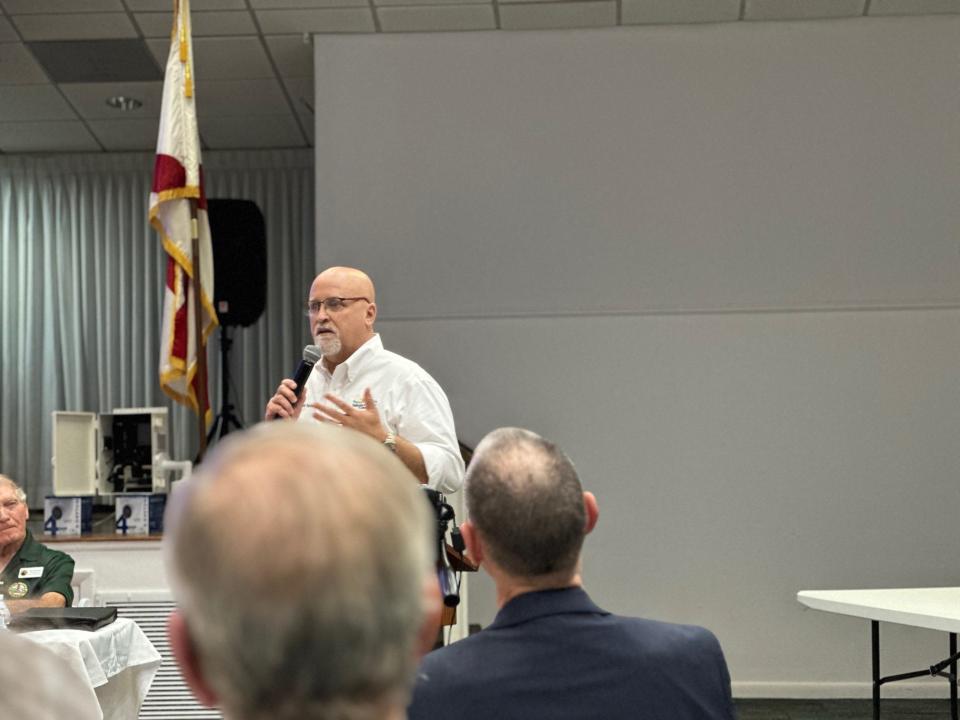 Volusia County Councilman Matt Reinhart speaks during Ponce Inlet town hall meeting, Thursday, Feb. 29, 2024.