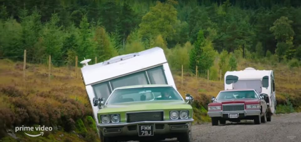 Jeremy Clarkson lost control of his caravan on the winding roads of Scotland filming &#39;The Grand Tour&#39;. (Amazon Prime)
