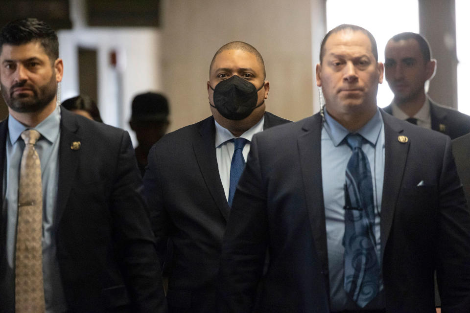 Manhattan District Attorney Alvin Bragg is seen at Manhattan Criminal Court in New York on March 31, 2023.<span class="copyright">Yuki Iwamura—AP</span>