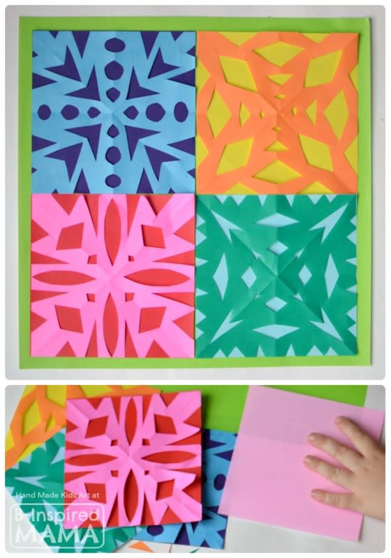 <p>B-Inspired Mamau</p><p>Your kids will be singing “Let it snow, let it snow, let it snow!” while they are cutting out these paper snowflake designs by <em><a href="https://b-inspiredmama.com/paper-snowflakes-quilt/" rel="nofollow noopener" target="_blank" data-ylk="slk:B-Inspired Mama;elm:context_link;itc:0;sec:content-canvas" class="link rapid-noclick-resp">B-Inspired Mama</a></em>. Before you know it, your house will be a winter wonderland.</p>