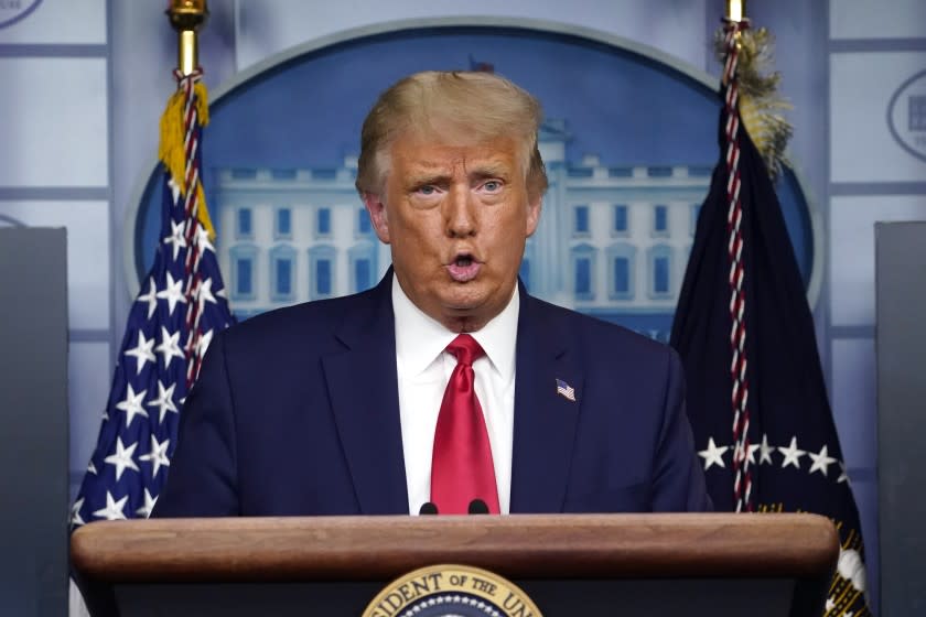 President Donald Trump speaks during a news conference at the White House, Wednesday, Sept. 16, 2020, in Washington. (AP Photo/Evan Vucci)