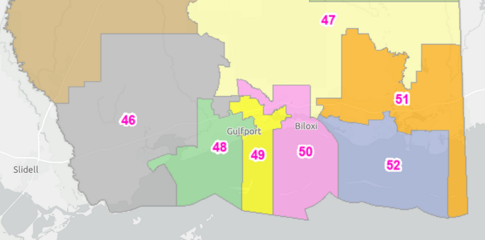 Mississippi Senate districts after redistricting