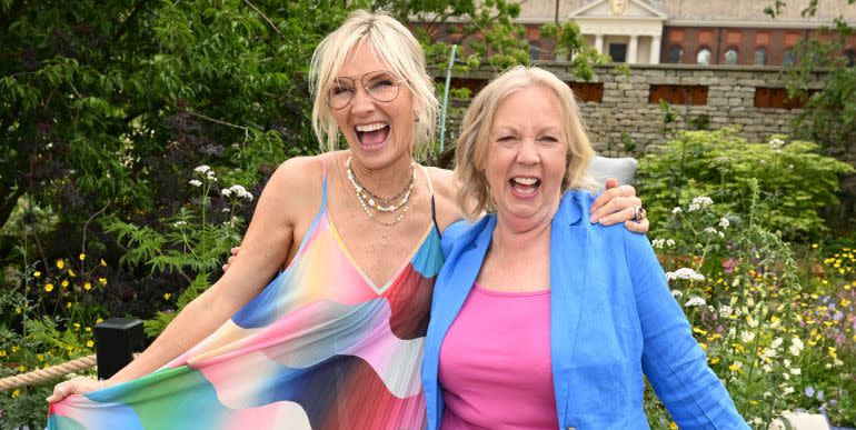 london, england may 22 jo whiley and deborah meaden attends the 2023 chelsea flower show at royal hospital chelsea on may 22, 2023 in london, england photo by jeff spicergetty images