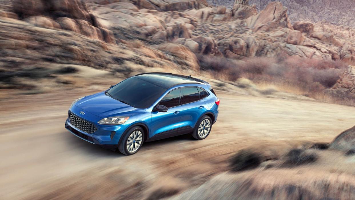 Completely redesigned new 2020 Escape best offers four new propulsion choices â€“ including two all-new hybrids; standard hybrid targets best-in-class EPA-estimated range of more than 550 miles; plug-in hybrid targets a best-in-class EPA-estimated pure-electric range of 30+ miles.