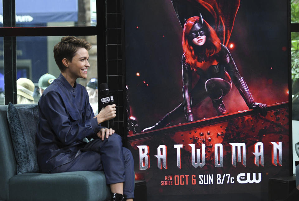 Actress Ruby Rose participates in the BUILD Speaker Series to discuss the CW television series "Batwoman" at BUILD Studio on Monday, Sept. 30, 2019, in New York. (Photo by Evan Agostini/Invision/AP)