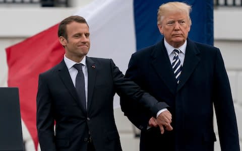 trump macron - Credit: AP