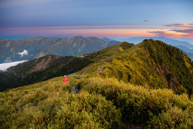 前往合歡主峰，可以沿戰備道輕鬆走上去，也可以沿稜線的山徑上山，稜線上視野展望較好，但比較難走一點，這一天小朋友選擇要走稜線。