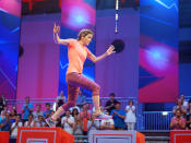 <p>Auch Panagiota Petridou darf sich an den “Ninja Warrior Germany”-Hindernissen versuchen. Wie weit die Fernsehmoderatorin wohl kommt? (Bild-Copyright: Stefan Gregorowius/MG RTL D) </p>