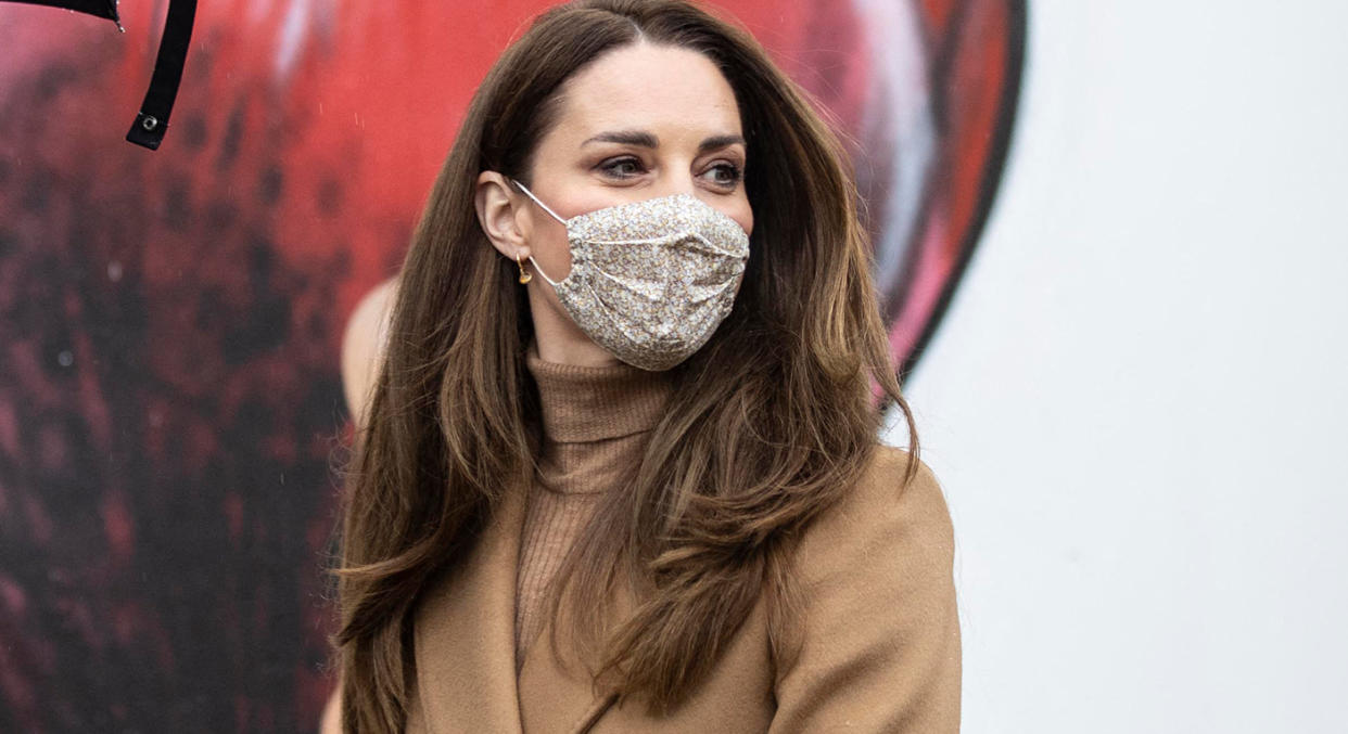 The Duchess of Cambridge co-ordinated in a full camel ensemble for her recent visit to Newham Ambulance Station in east London. (Getty Images)