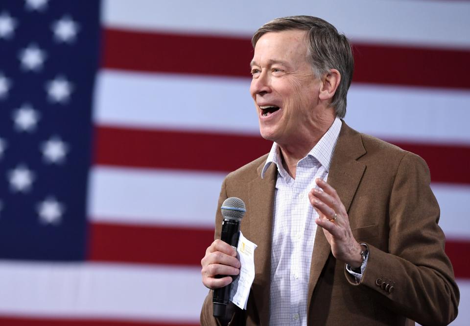 Democratic presidential candidate former Colorado Gov. John Hickenlooper speaks at the National Forum on Wages and Working People: Creating an Economy That Works for All at Enclave on April 27, 2019 in Las Vegas, Nevada.