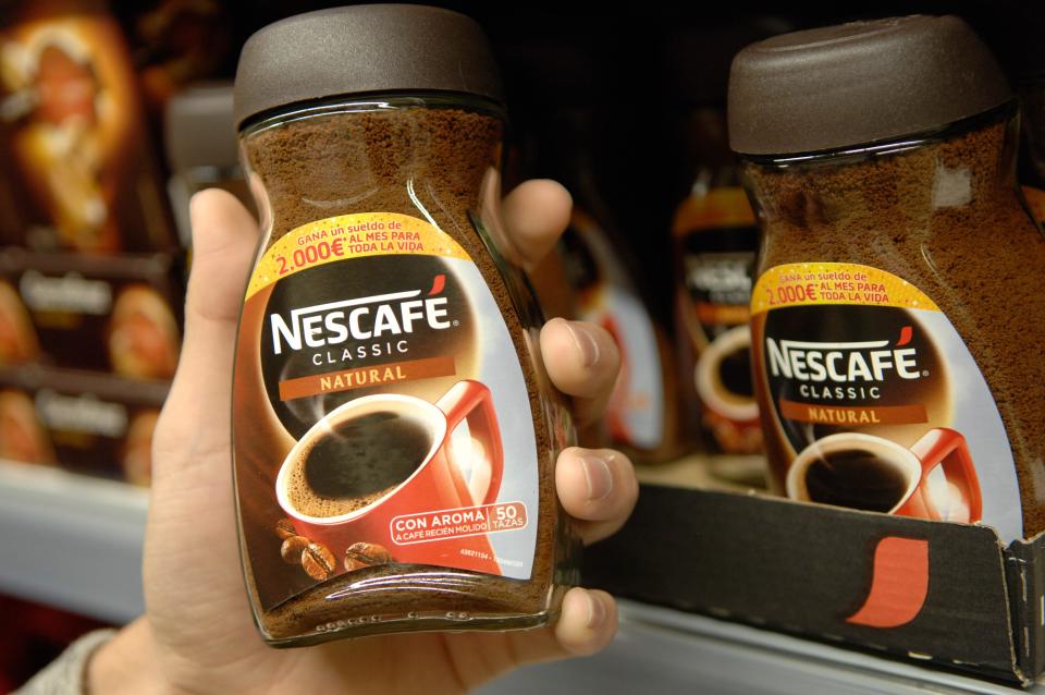 Nescafe packaging on a supermarket shelf