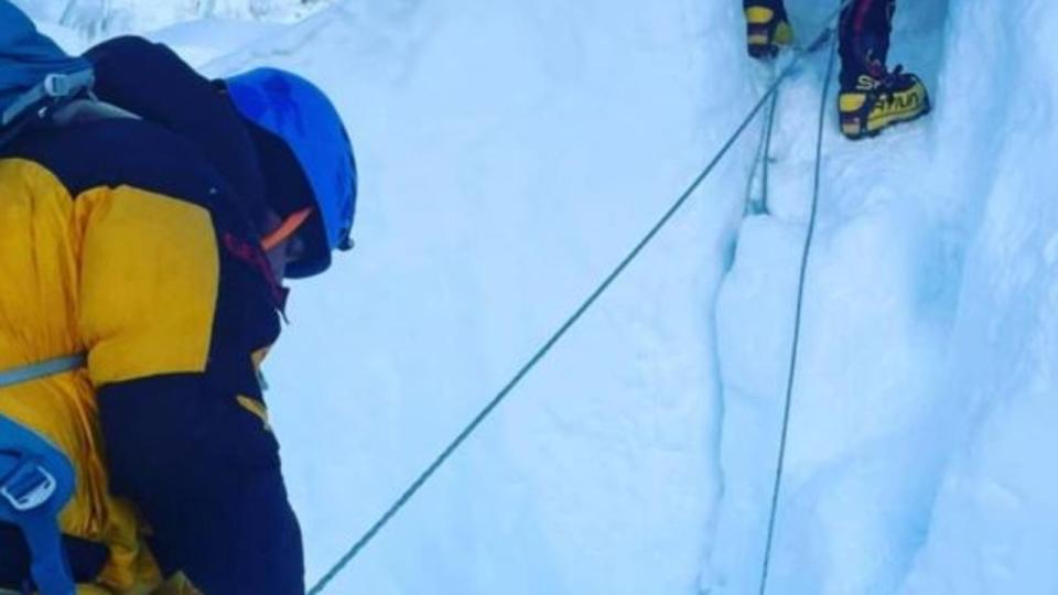 He was photographed walking across Khumbu Icefall. Picture: Instagram