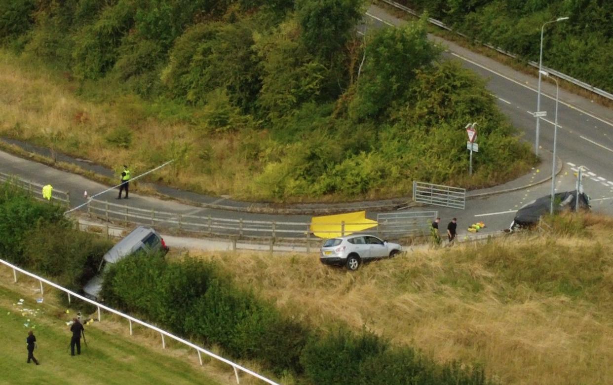 Bird's-eye view of the crash scene