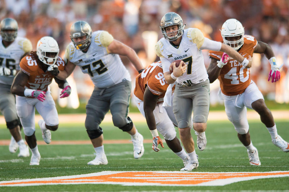 Baylor QB Seth Russell underwent concussion protocol following last week's loss to Texas. (Getty)