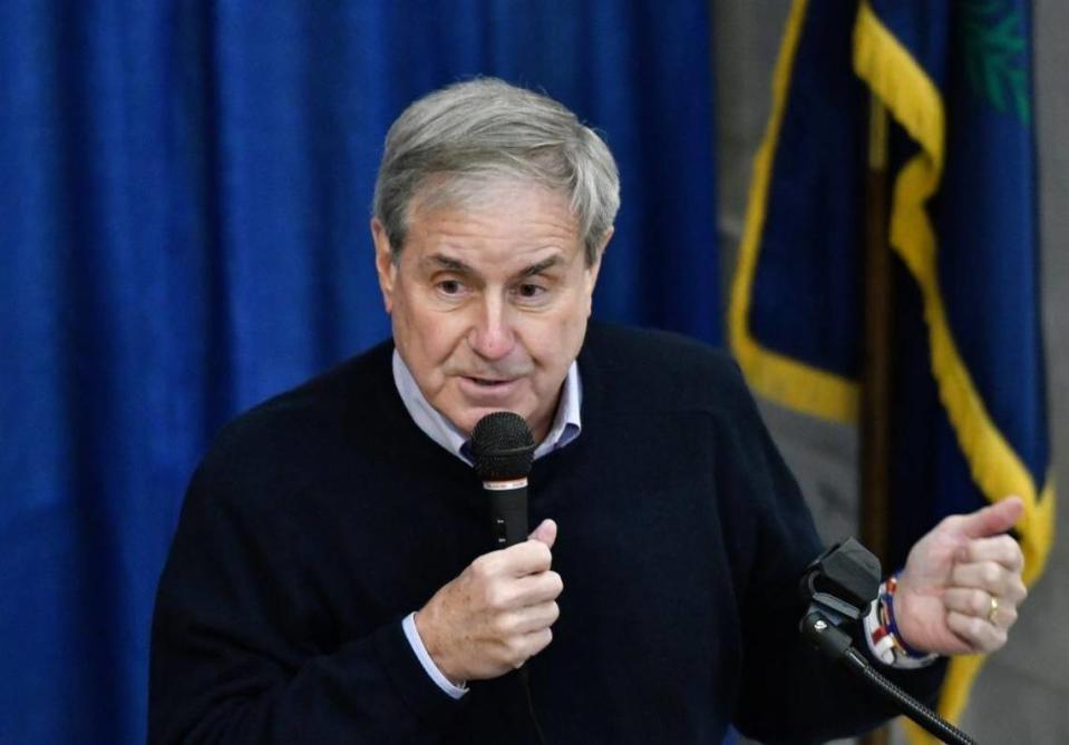 Rep. John Yarmuth, D-Ky., speaks to a gathering of teachers in the rotunda of the Kentucky State Capitol during the opening day of the Kentucky State Legislature, Tuesday, Jan. 2, 2018, in Frankfort, Ky.