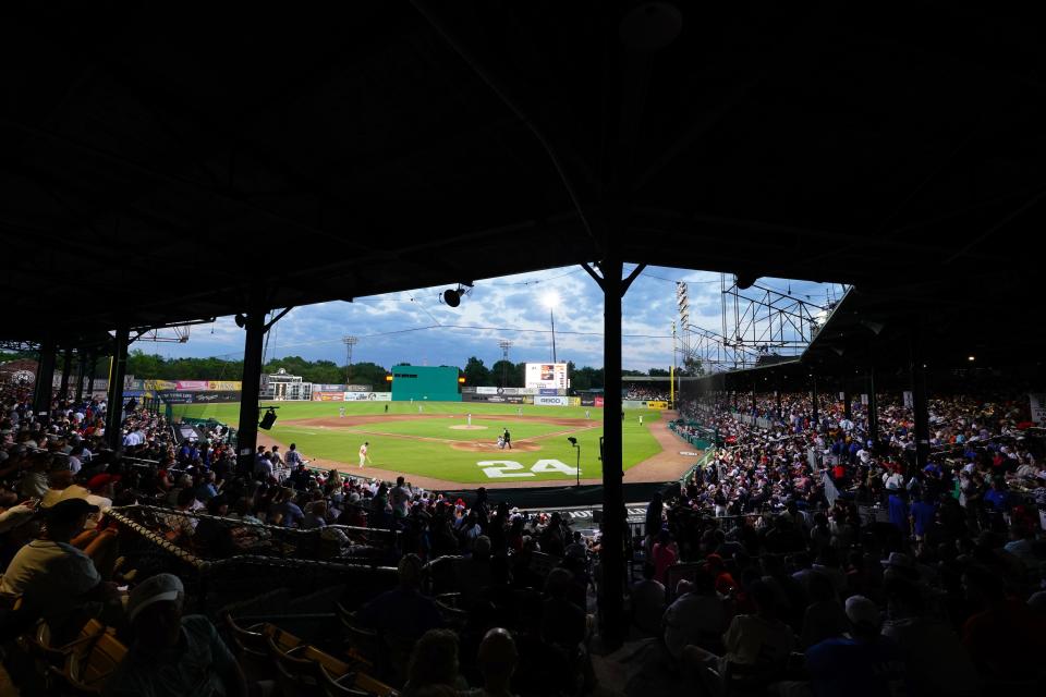 A view of Rickwood Field during the Cardinals-Giants game.