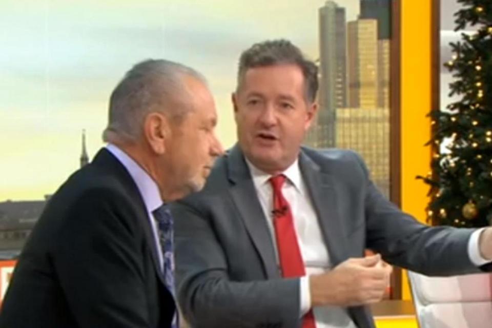 Unhappy: Piers Morgan apologise for Lord Sugar's comment (ITV)