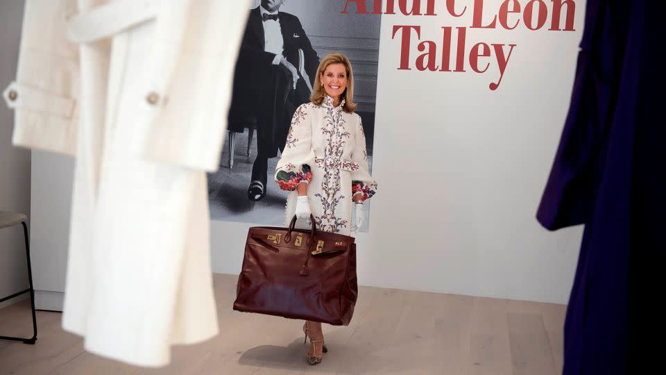 A circa 1990 personalized Hermès Birkin with gold hardware details, from Andre Leon Talley's collection, is show at Christie's in Palm Beach, Florida on January 17, 2023. - Meghan McCarthy/USA Today Network