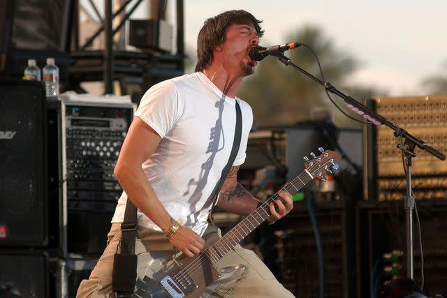 <p>Sebastian Artz/Getty</p> Foo Fighters at Coachella 2002