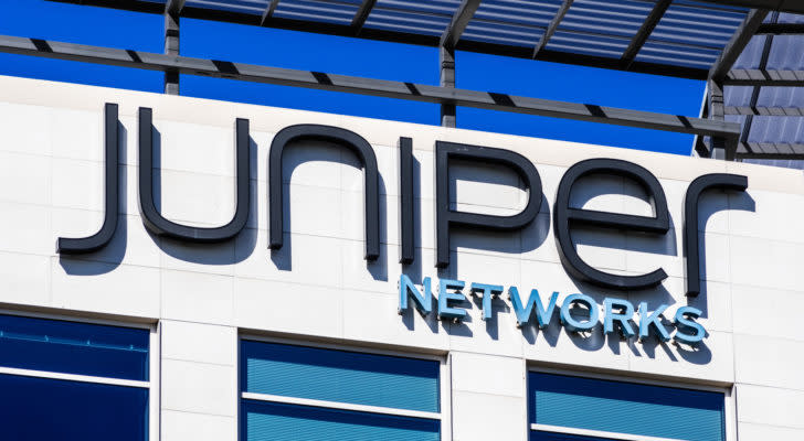 An image of the Juniper Networks, Inc. logo displayed on a building