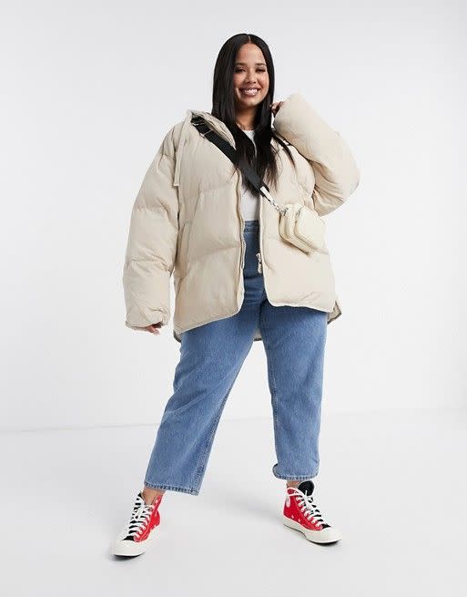 Oversized Jersey Hooded Puffer Jacket