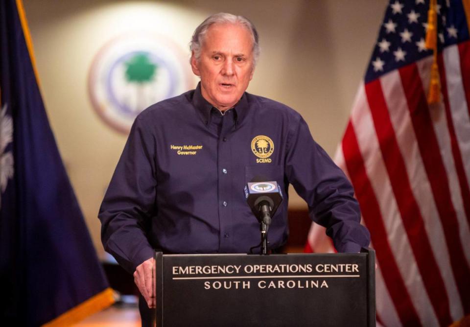 Governor Henry McMaster speaks during a press conference at the South Carolina Emergency Management Division.