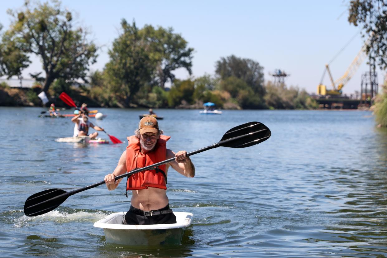 Robert Rust stayed true to the racing roots of the 13th Annual Bathtub Boat Race by participating in a clawfoot bathtub. The classic design earned Rust a 3rd place finish.