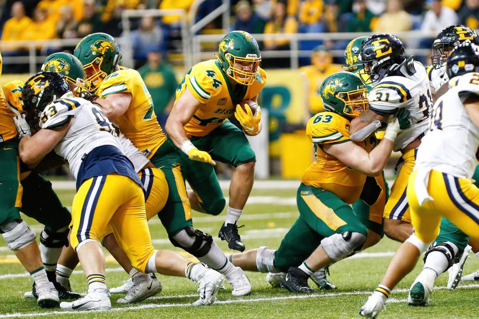 Hunter Luepke had a team-leading 19 carries for 114 yards and three receptions for 89 yards and two touchdowns in an FCS semifinal win over James Madison on Dec. 17.