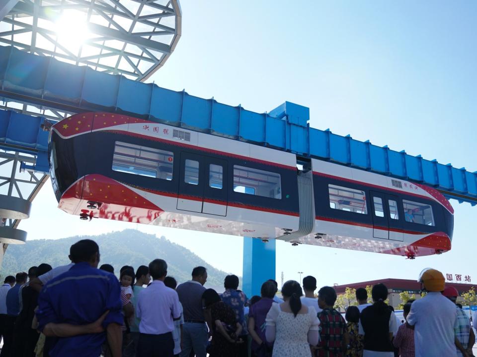 China's Red Rail, said to be the world's first maglev air train