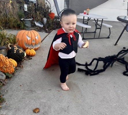 Go classic this Halloween with a Dracula costume. Using a tuxedo her son already had, a cape from Amazon and some black hairspray, Green Bay's Jessica Pardee and her then 1-year-old son Rome celebrated spooky season.