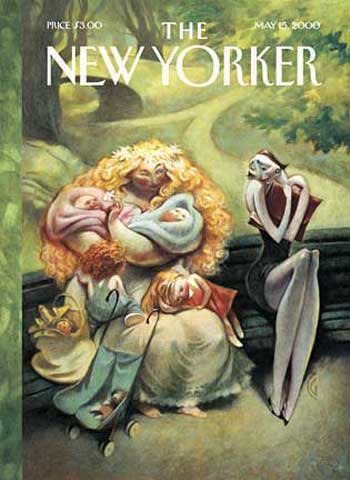 One New Yorker cover that drew particular backlash was the 2000 mother’s day image by Carter Goodrich. The illustration showed two women sitting on a park bench: one holding her children and the other holding her briefcase. Both women sit staring at the other.  "We got this torrent of protests from both sides," The New Yorker's Françoise Mouly says. "People saying, 'How can you say women should work and not have children' and the other saying 'How can you say women should just have children and not work?' But the artist wasn’t saying what women <em>should</em> do, the artist was presenting a dialogue. It’s up to you as a reader to resolve it."