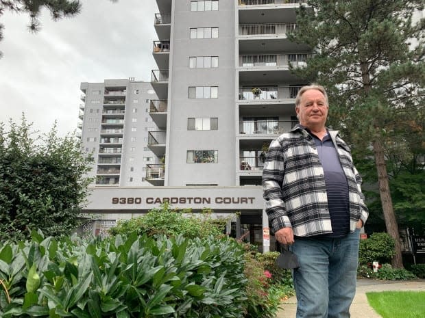 Duncan Beaton has lived at the Cardston Court tower for nine years, and fears future rent increases could pose challenges to many residents in the building. (Jon Hernandez/CBC - image credit)