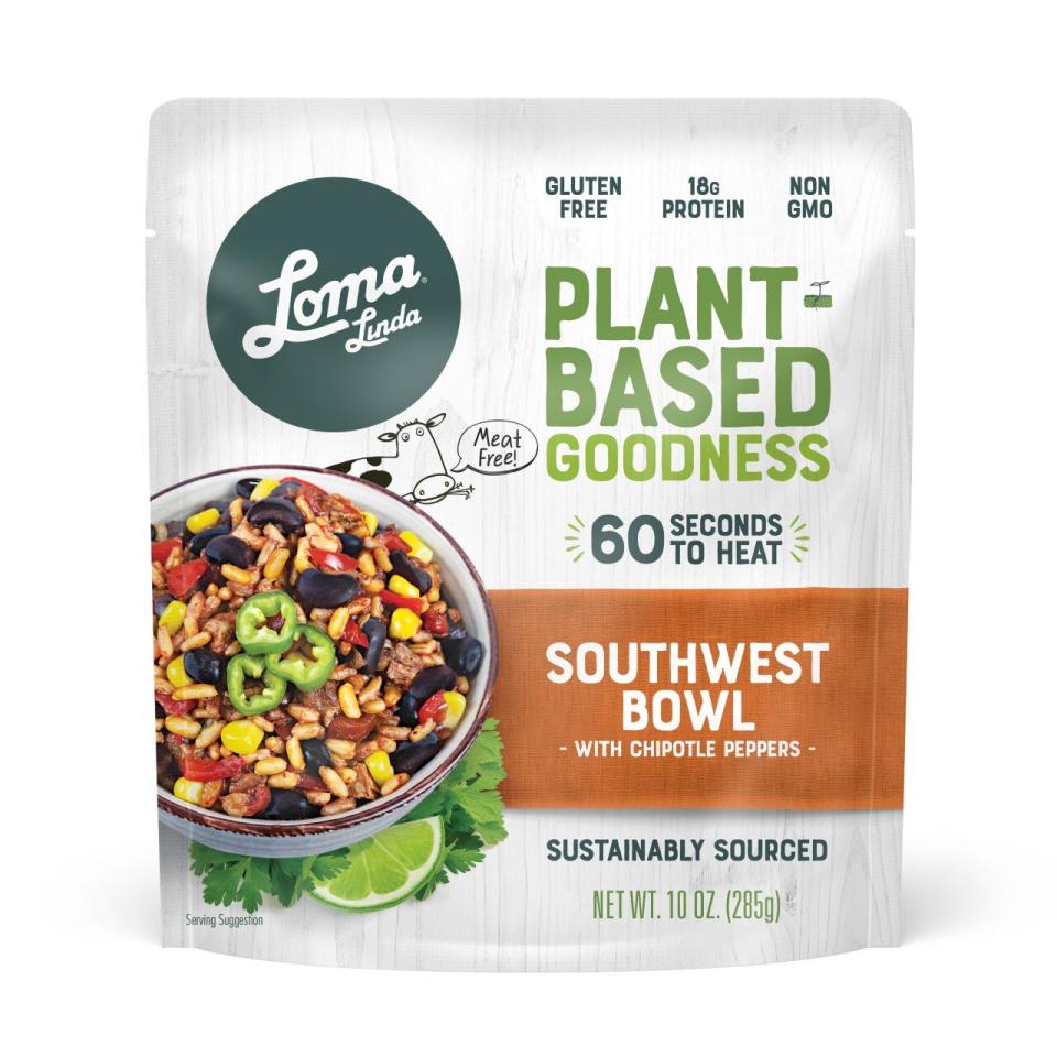 white container of plant-based chipotle bowl