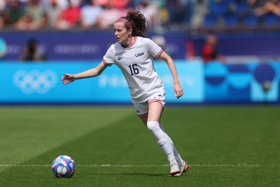 Rose Lavelle and the US women's soccer team vs Brazil channel Saturday