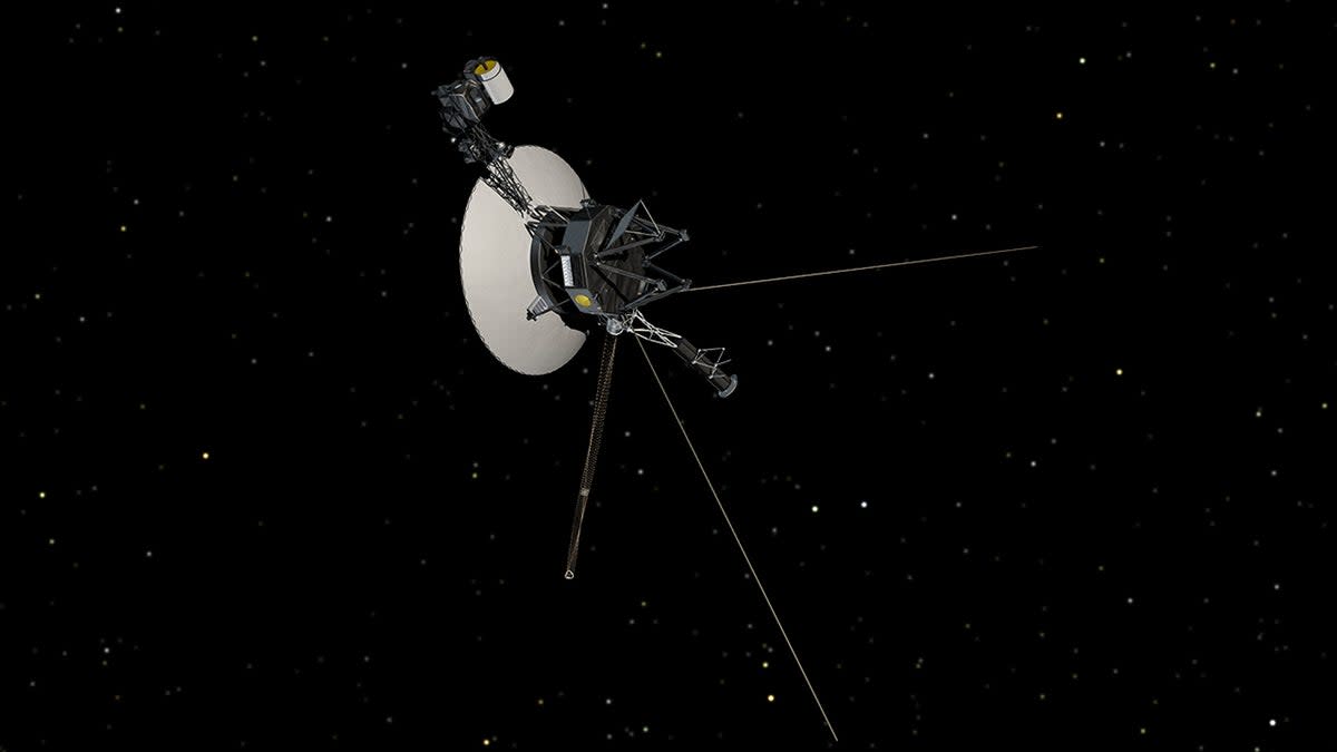Artist concept showing NASA’s Voyager spacecraft against a backdrop of stars (NASA/JPL-Caltech)