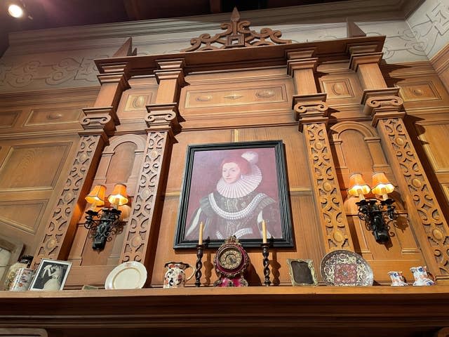 Parts of the stage in St Martin’s Theatre, central London, where Agatha Christie’s The Mousetrap is staged as indoor entertainment resumes (Eleanor Cunningham/PA)