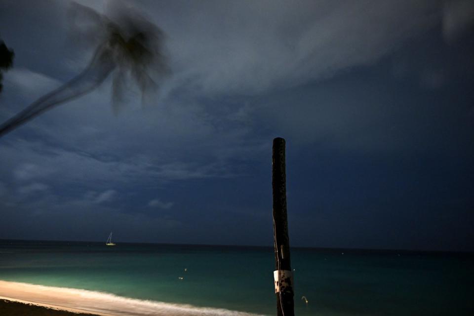 Strong winds blow as Hurricane Beryl approaches Bridgetown, Barbados on July 1, 2024.<span class="copyright">Chandan Khanna—AFP/Getty Images</span>