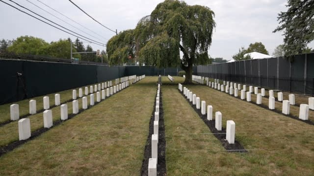 Headstones at the former site of the Carlisle Indian Industrial School in Pennsylvania.