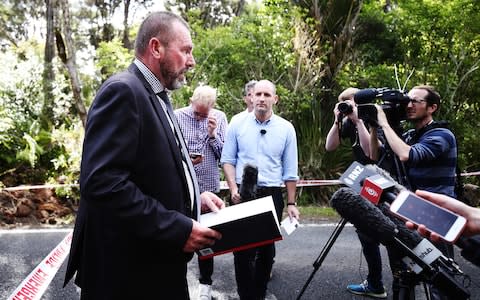 Detective Inspector Scott Beard speaks at the scene where the body of British tourist Grace Millane was found - Credit: Photo by Hannah Peters/Getty Images