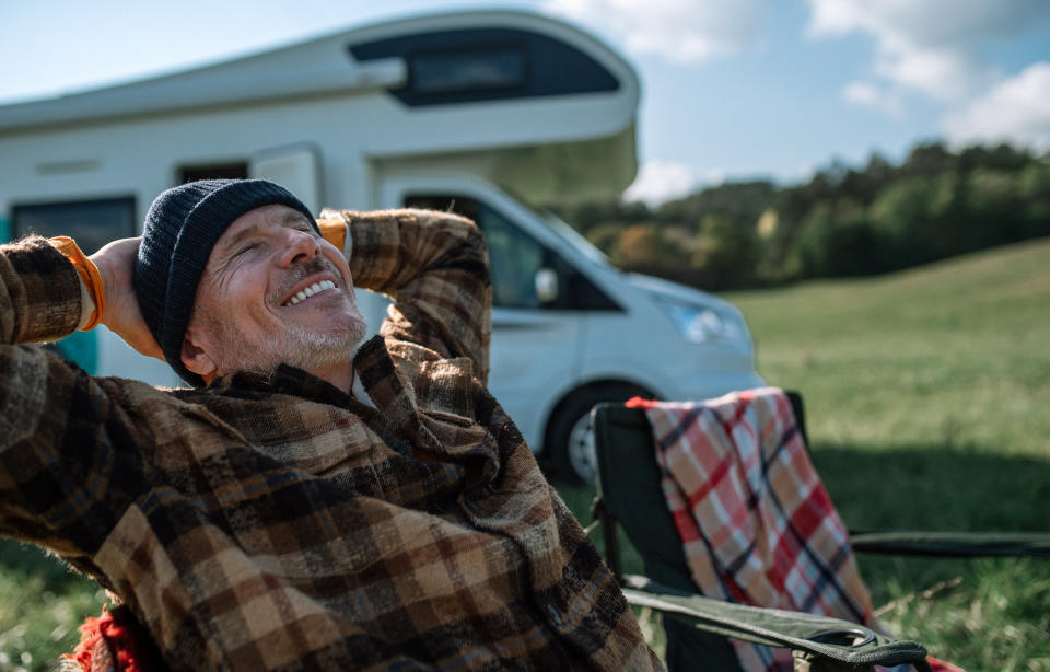 Older man relaxing in nature