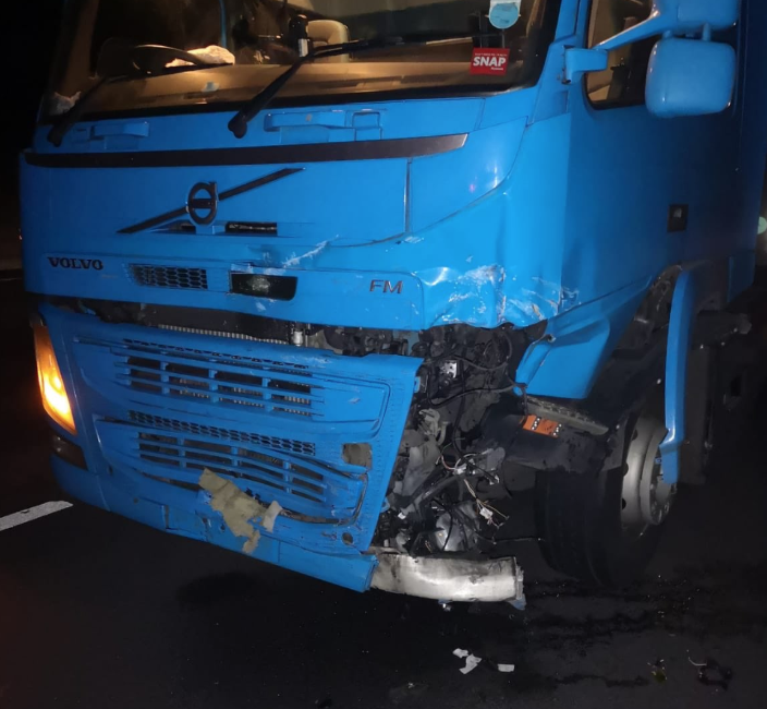 The Lorry's front end was severely damaged by the impact. (Derbyshire Roads Policing Unit)