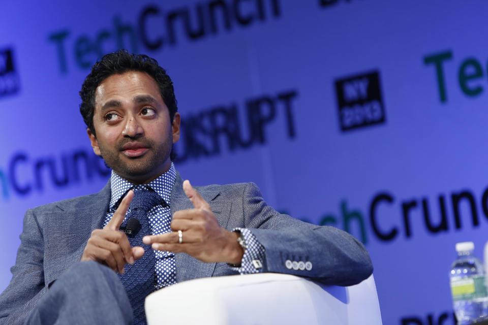 NEW YORK, NY - APRIL 29:  Chamath Palihapitiya of Social+Capital Partnership speaks onstage at the TechCrunch Disrupt NY 2013 at The Manhattan Center on April 29, 2013 in New York City.  (Photo by Brian Ach/Getty Images  for TechCrunch)