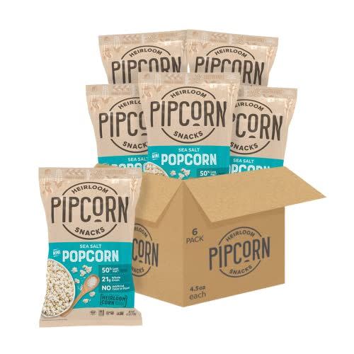 Pipcorn Heirloom Sea Salt Mini Popcorn, 6-Pack